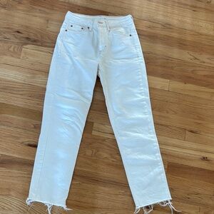 Topshop White High-Rise Straight Leg Jeans